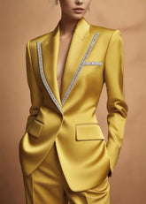 Satin Embellished Suit