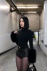Fur Cuff Bodysuit