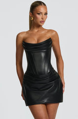 Ruched Leather Corset Dress