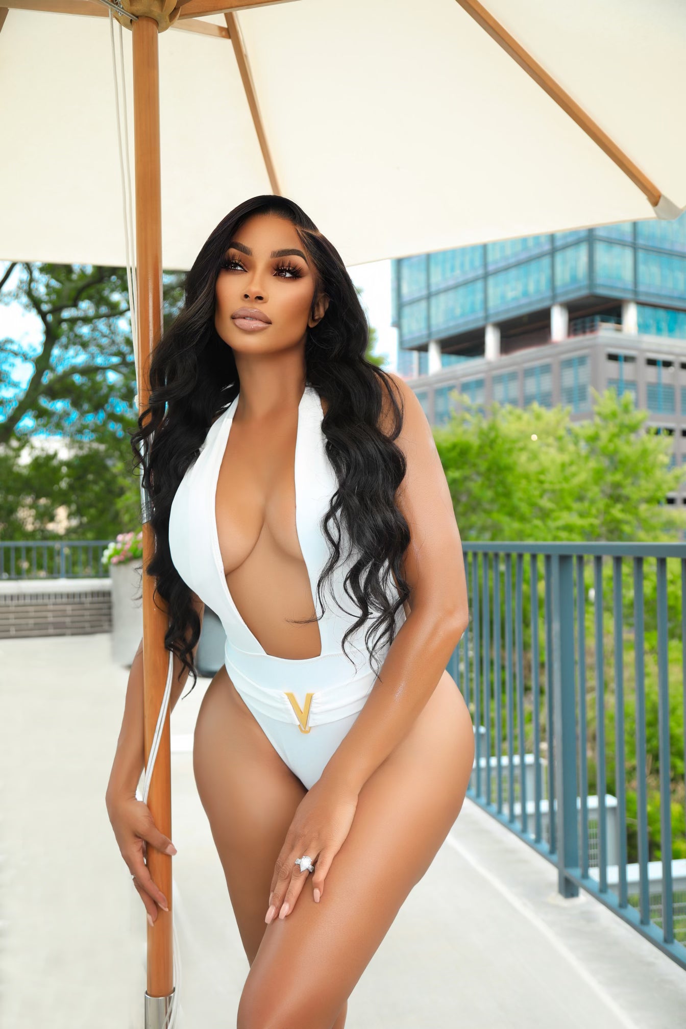 White Plunge Bathing Suit