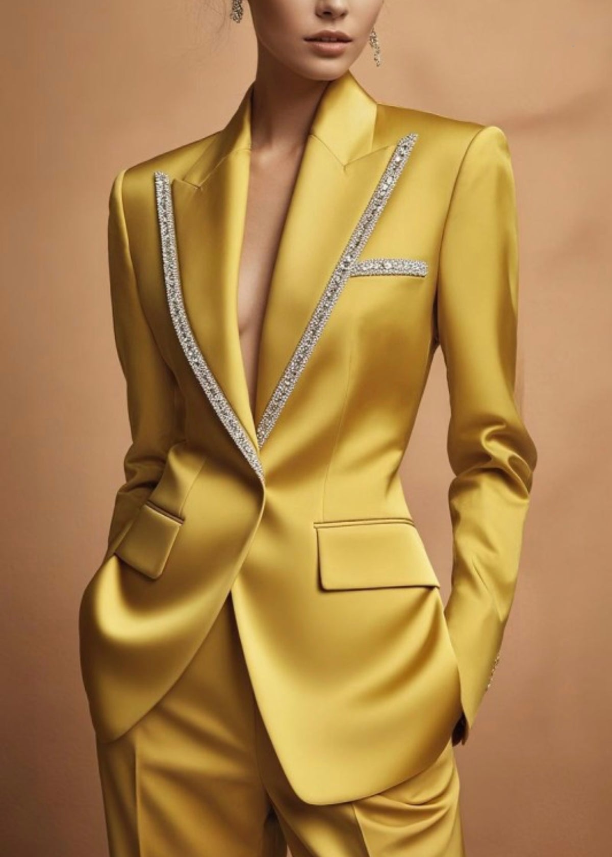 Satin Embellished Suit