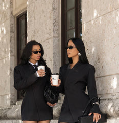 Asymmetric Blazer and Mesh Skirt Set