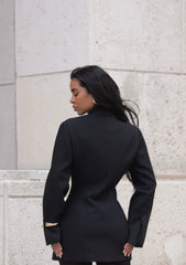 Asymmetric Blazer and Mesh Skirt Set