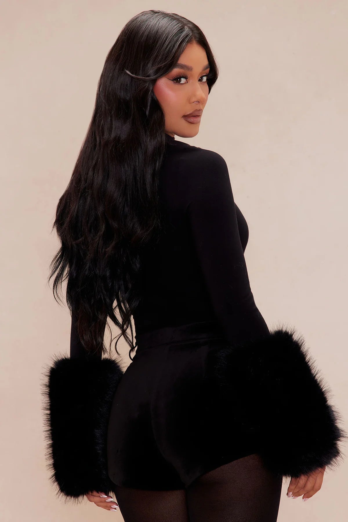 Fur Cuff Bodysuit