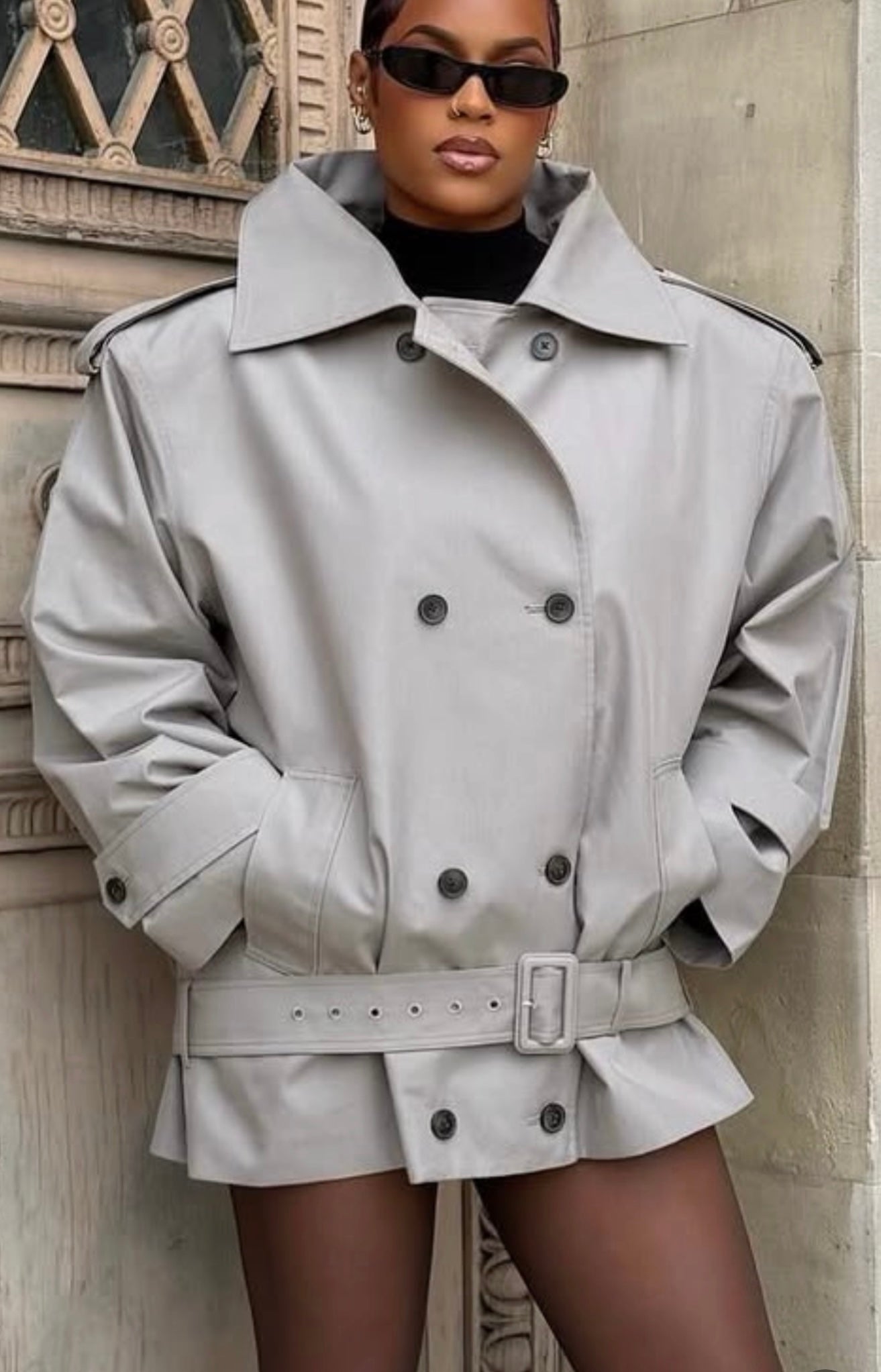 Double-Breasted Belted Trench Coat