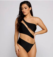Mesh One-Shoulder Swimsuit