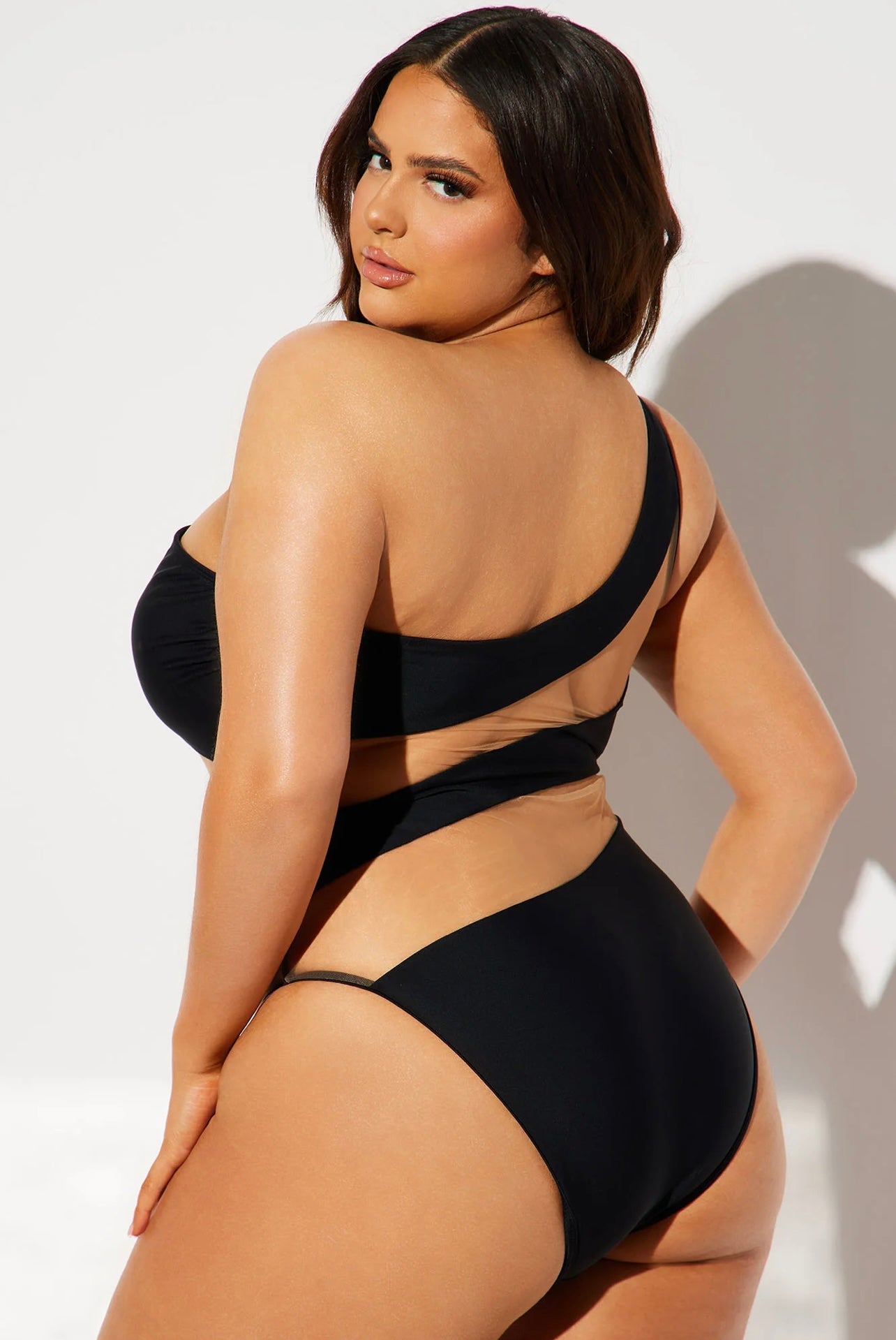 Mesh One-Shoulder Swimsuit
