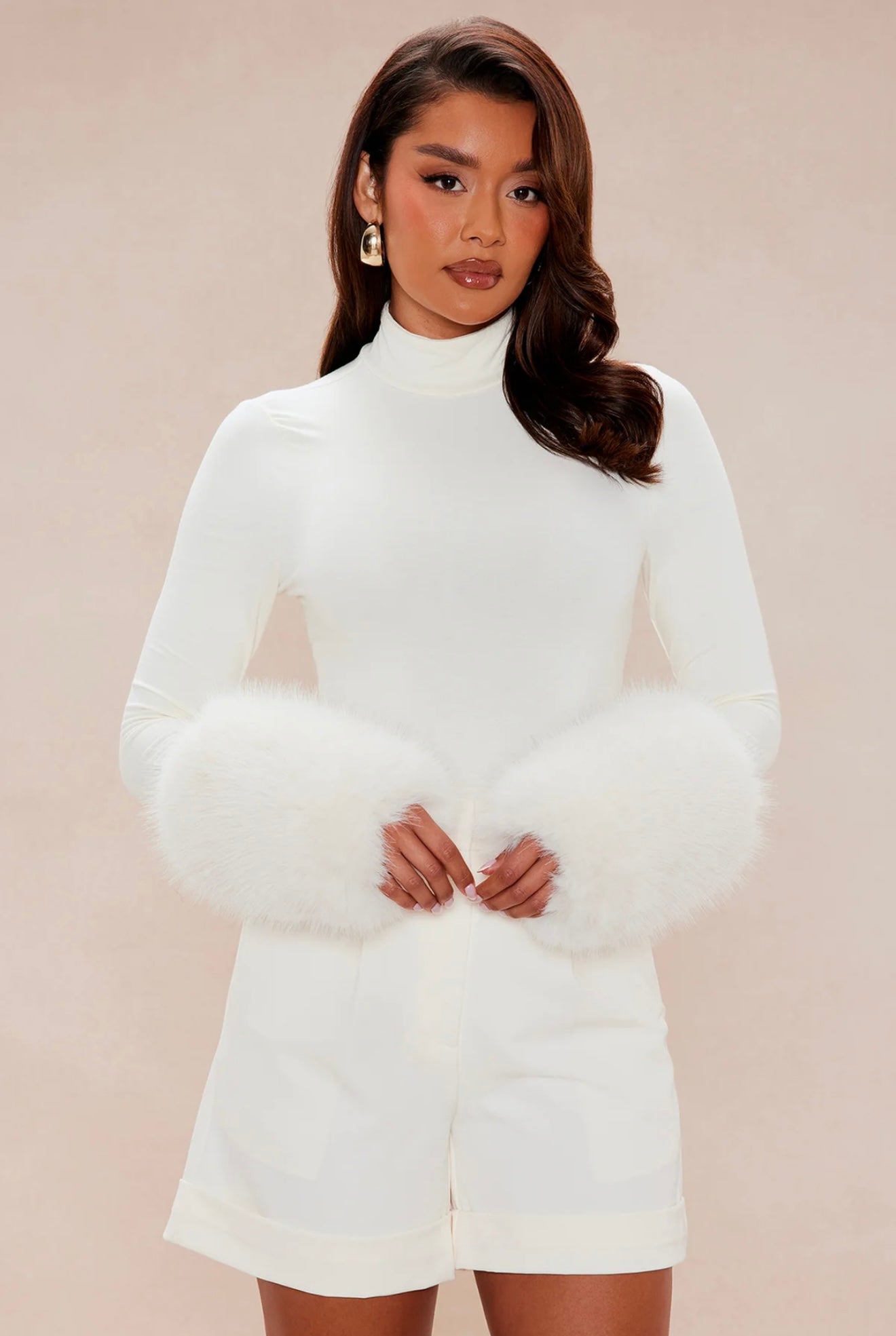 Fur Cuff Bodysuit