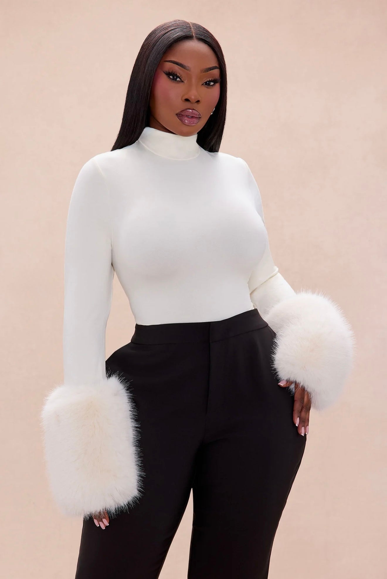 Fur Cuff Bodysuit