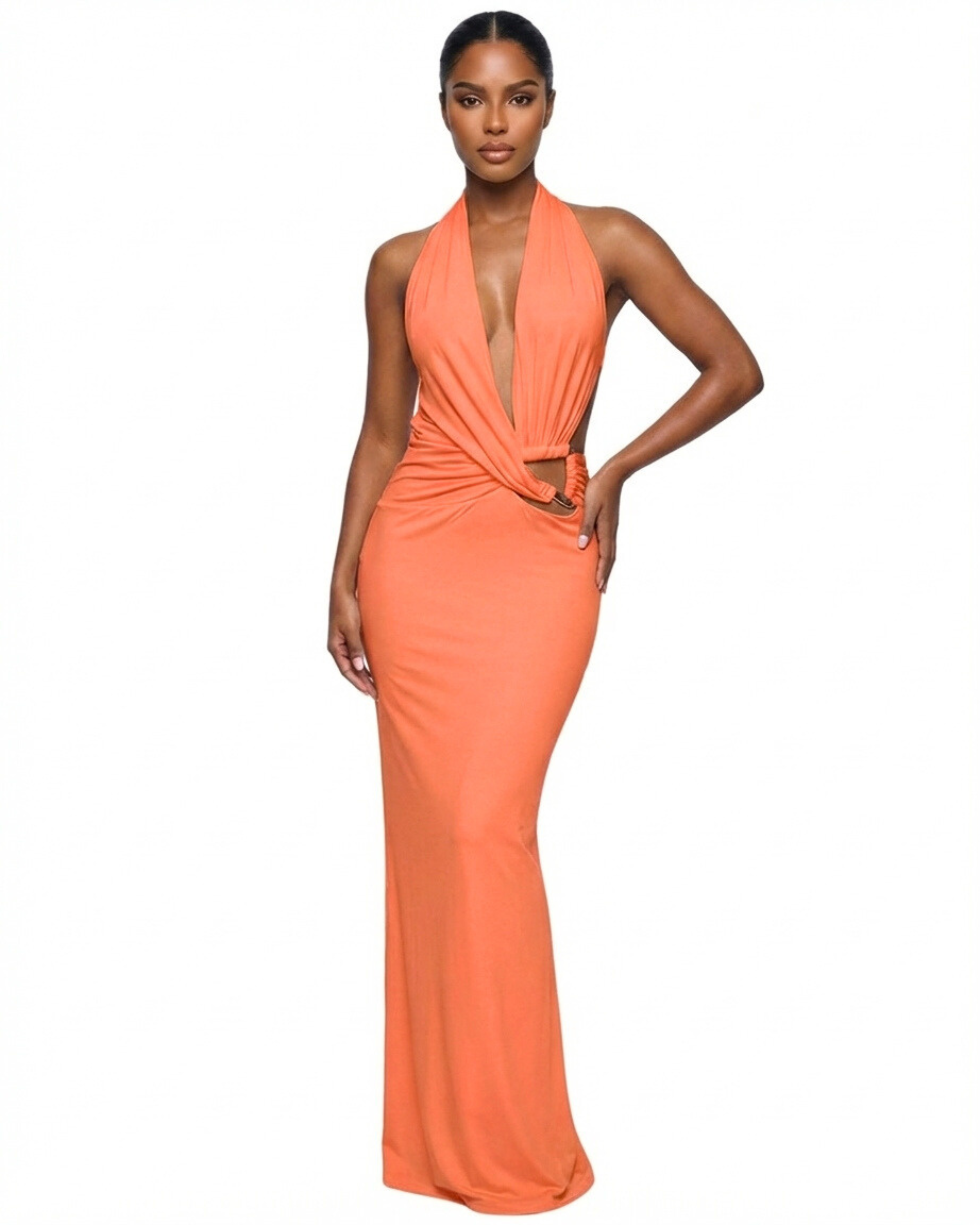 Aurelia Twist Dress - Coral